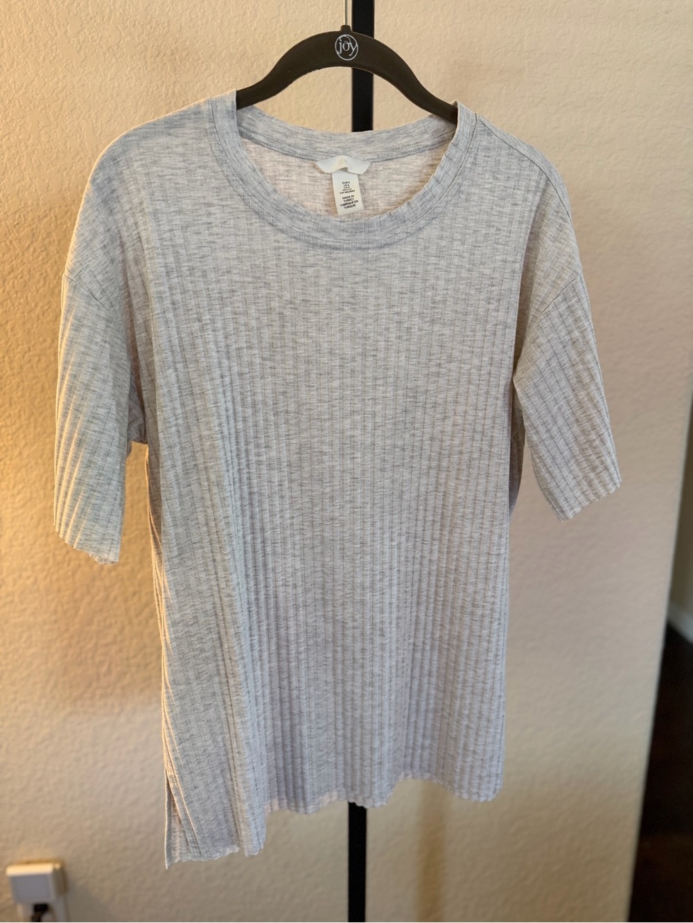 H&M Light Heather Gray Ribbed Short Sleeve Tee